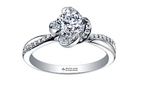 18K White Gold Palladium Alloy (hypoallergenic) -1.20cttw Round Brilliant Canadian Diamond Engagement Ring
