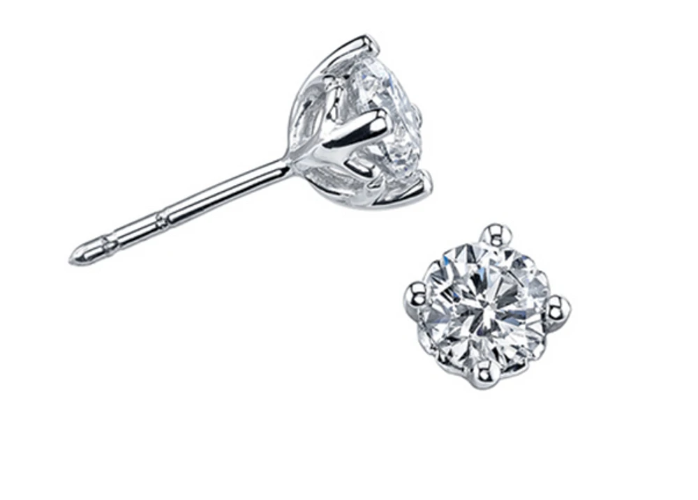 18K White Gold With Palladium Alloy (hypoallergenic) 0.15-2.00cttw Round Brilliant Canadian Diamond Earrings - Carat Total /