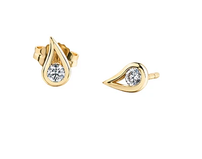14K Yellow Gold 0.08-0.16cttw Round Brilliant Canadian Diamond Earrings - / Carat Total