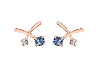 14K Rose & White Gold Tanzanite 0.04cttw Canadian Diamond Earrings 