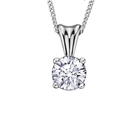 14K White Gold 0.10-0.50cttw Diamond Solitaire Pendant, 18" - Carat Total