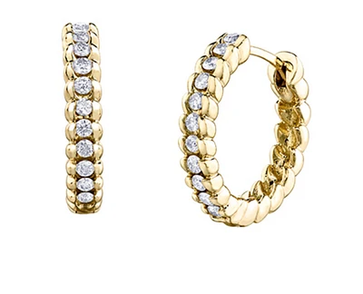 14K Yellow Gold 0.44cttw Round Brilliant Canadian Diamond Hoop Earrings