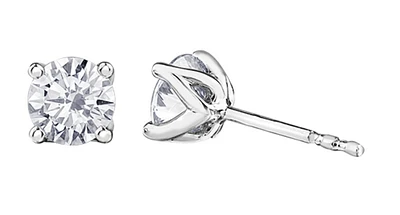 18K White Gold With Palladium Alloy (hypoallergenic) 0.11-2.00cttw Round Brilliant Canadian Diamond Stud Earrings - Carat Total / White/Palladium