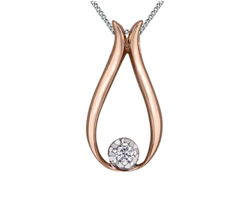 10K Rose Gold 0.03cttw Diamond Pendant, 18"