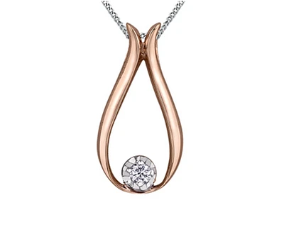 10K Rose Gold 0.03cttw Diamond Pendant, 18"