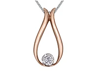 10K Rose Gold 0.03cttw Diamond Pendant, 18"