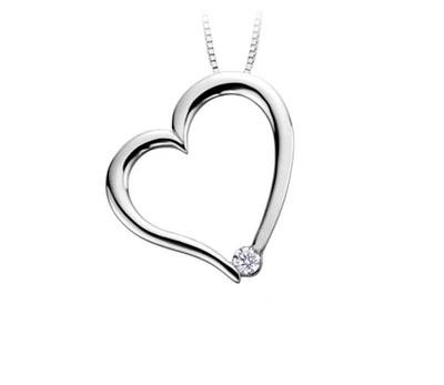 10K White, Yellow, or Rose Gold 0.03cttw Diamond Heart Pendant, 18"