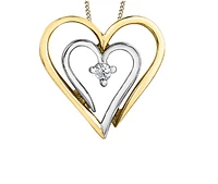 10K White & Yellow Gold 0.04cttw Diamond Heart Pendant, 18"