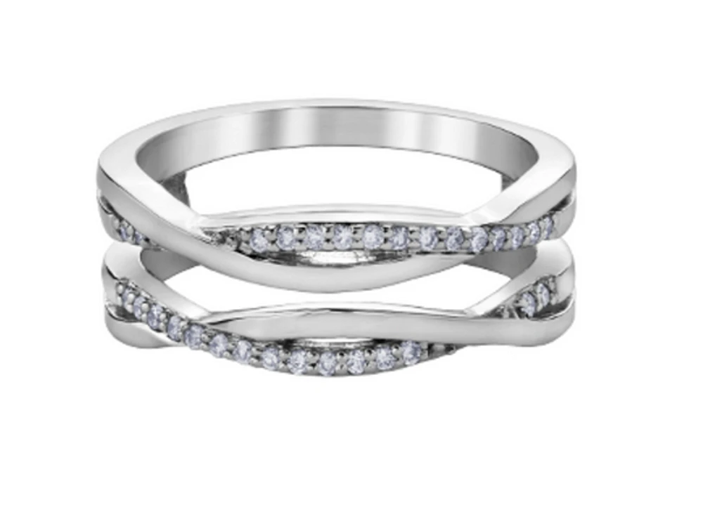 10K White Gold 0.15cttw Canadian Diamond Wedding Jacket/Band - 10K White Gold