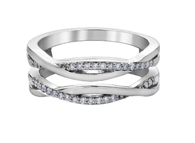 10K White Gold 0.15cttw Canadian Diamond Wedding Jacket/Band - 10K White Gold