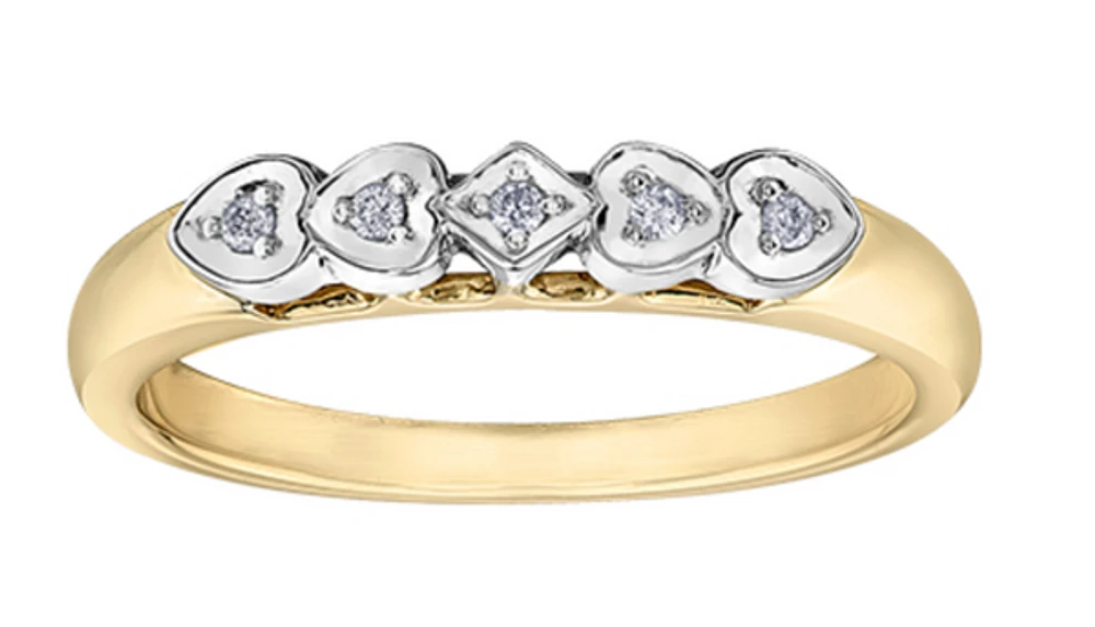 10K 2 Tone Gold 0.025cttw Canadian Diamond Wedding Band - 10K White Gold