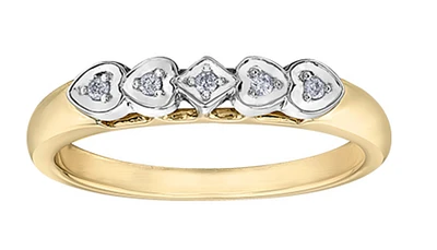 10K 2 Tone Gold 0.025cttw Canadian Diamond Wedding Band - 10K White Gold