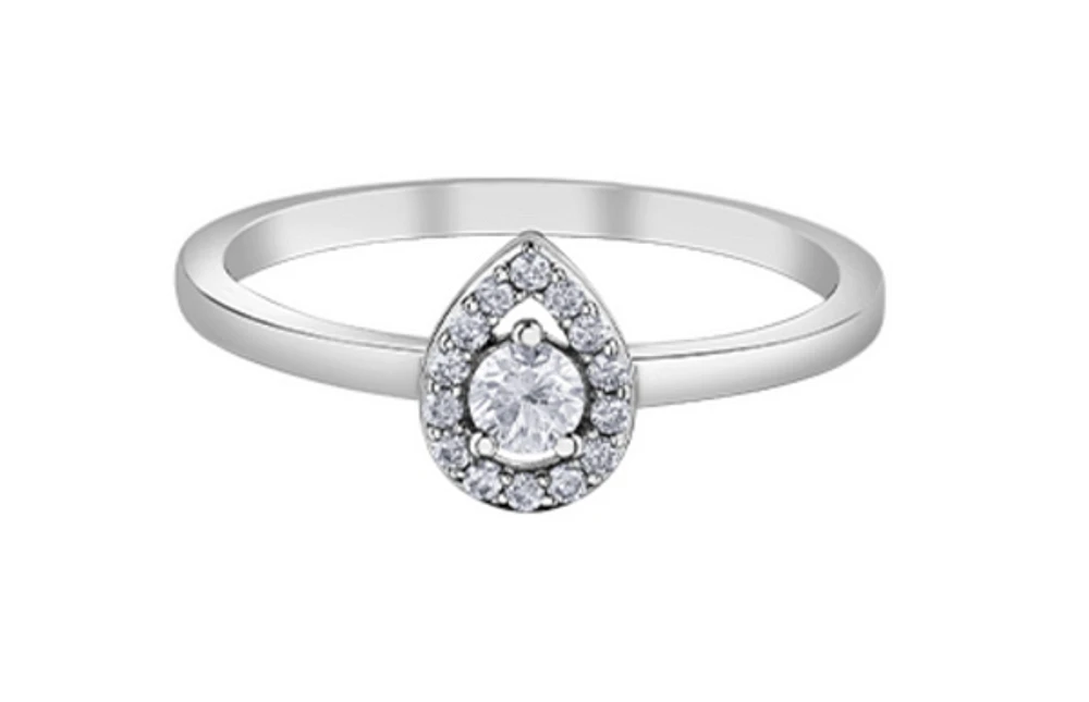 14K White Gold 0.21cttw Round Brilliant Canadian Diamond Engagement Ring