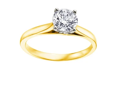 14K Yellow Gold 0.20cttw Round Brilliant Cut Diamond Engagement Ring, 6.5 - / 0.20 Carat Total