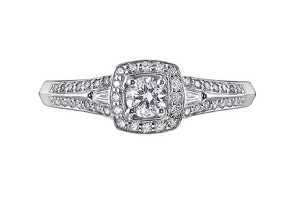 14K White Gold 0.45-95cttw Round Brilliant Canadian Diamond Engagement Ring - / Carat Total 5