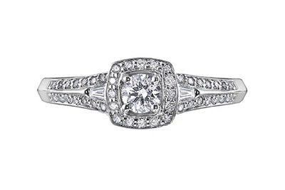 14K White Gold 0.45-95cttw Round Brilliant Canadian Diamond Engagement Ring - / Carat Total 5