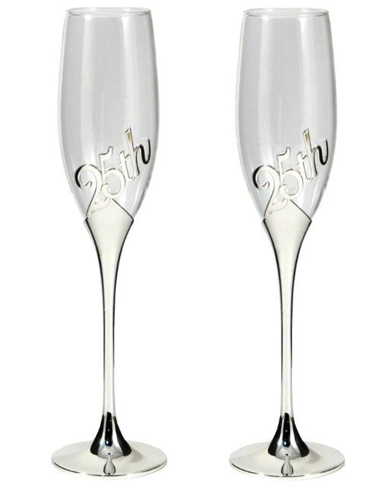 2 Pieces 25th Champagne Flutes - SE2525