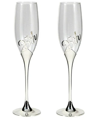2 Pieces 25th Champagne Flutes - SE2525