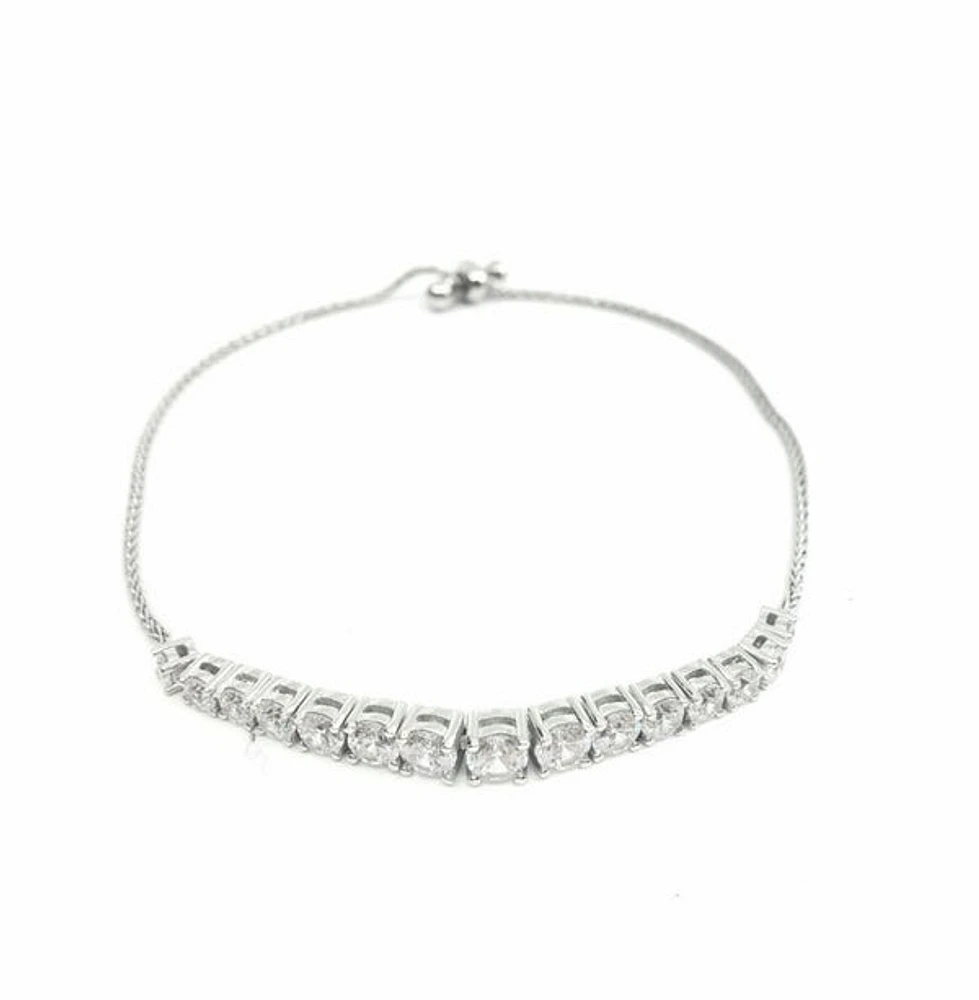 Sterling Silver & Cubic Zirconia Bracelet 7"