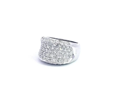 14K White Gold 2.15cttw Diamond Pave Saddle Ring, Size 6.5