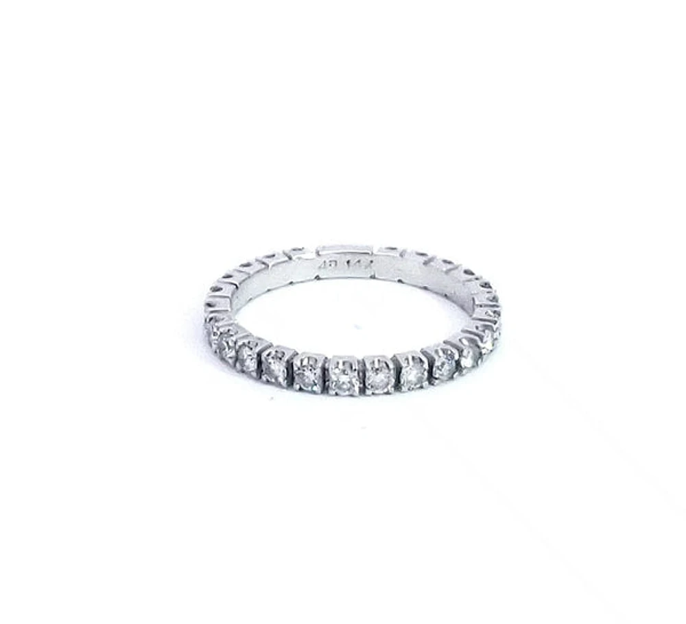 14K White Gold 0.85cttw Diamond Semi Eternity Ring, Size 6.5