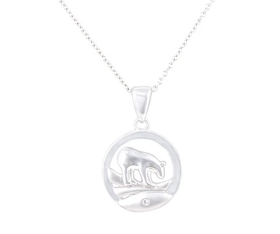 925 Sterling Silver 0.015cttw Canadian Diamond Spirit Bear Pendant