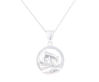 925 Sterling Silver 0.015cttw Canadian Diamond Spirit Bear Pendant