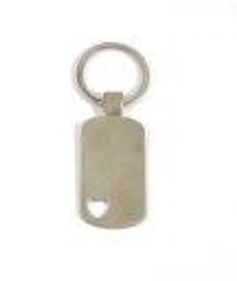 Dog Tag with Heart Cut Out Key Chain