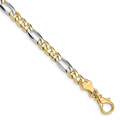 14K Two-tone 5.8mm Hand Polished Fancy Link with Lobster Clasp Chain
