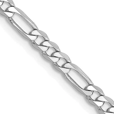 14K Gold 2.75mm Flat Figaro with Lobster Clasp Chain - /