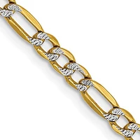 14K 5.25mm Semi-Solid with Rhodium Pavé Figaro Lobster Clasp Chain