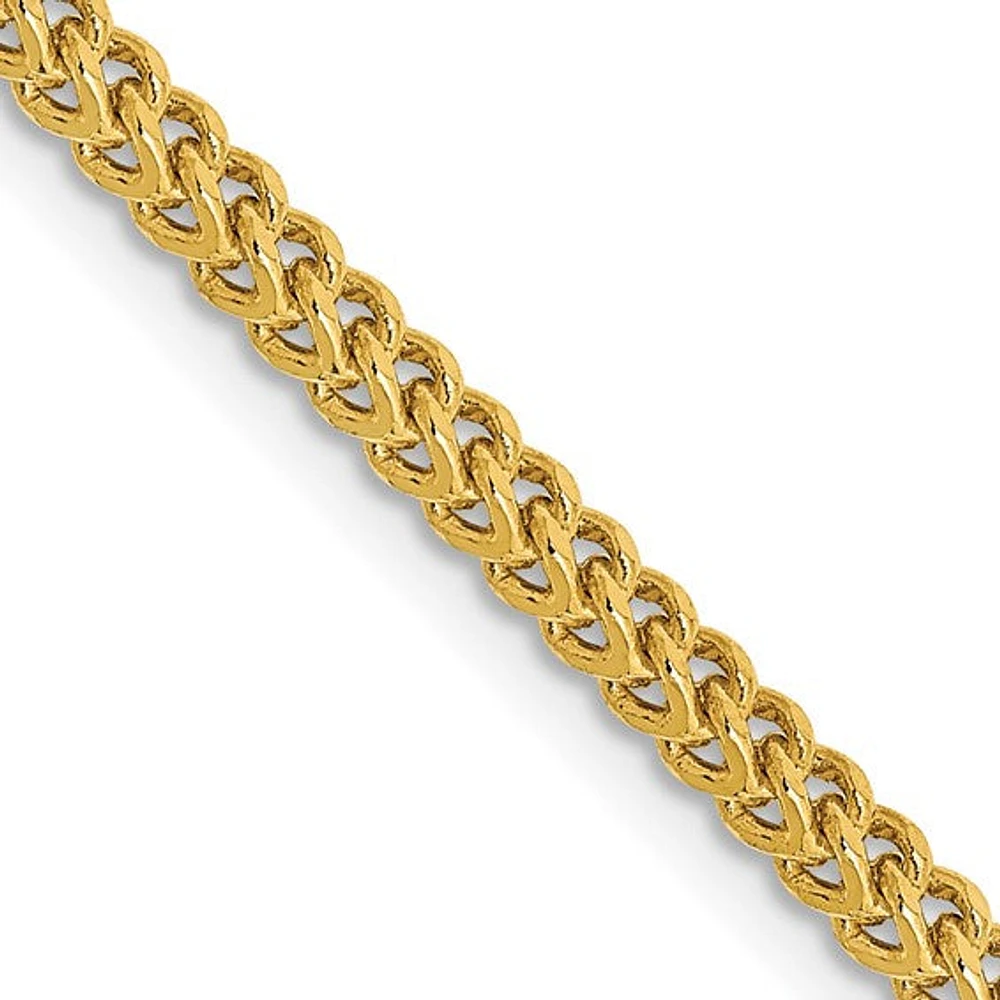 14K Yellow Gold 3.7mm Semi-Solid Franco with Lobster Clasp Chain