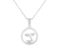 925 Sterling Silver 0.015cttw Canadian Diamond Whale Tail Pendant
