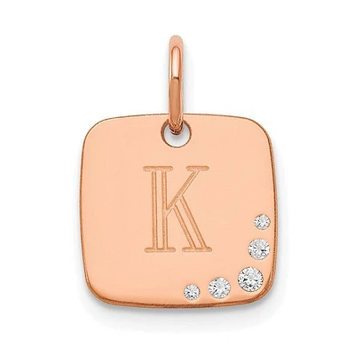 Cushion Initial with 0.027cttw Diamonds Charm - Sterling Silver