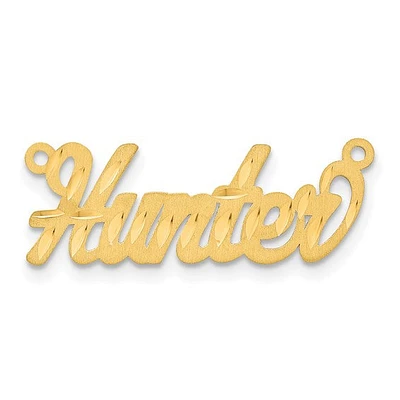 Personalized Name Plate Pendant with 1mm 18" Cable Chain Brushed Diamond Cut Lettering - Sterling Silver