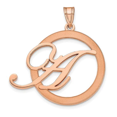 Casted Polished & Satin Initial in Circle Pendant - Sterling Silver
