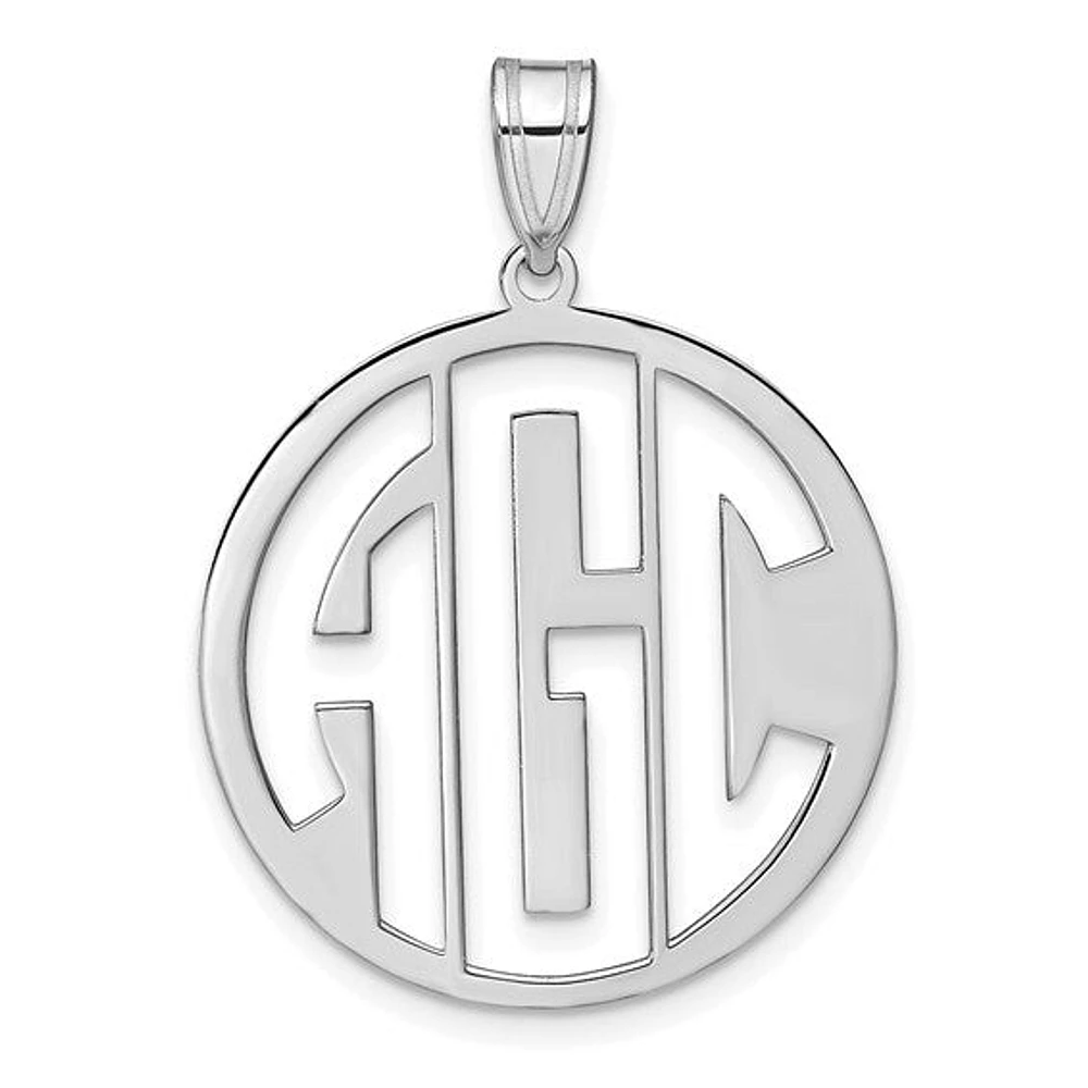 Block Circle Cut-out Letters Monogram Pendants - Sterling Silver