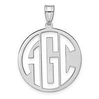 Block Circle Cut-out Letters Monogram Pendants - Sterling Silver