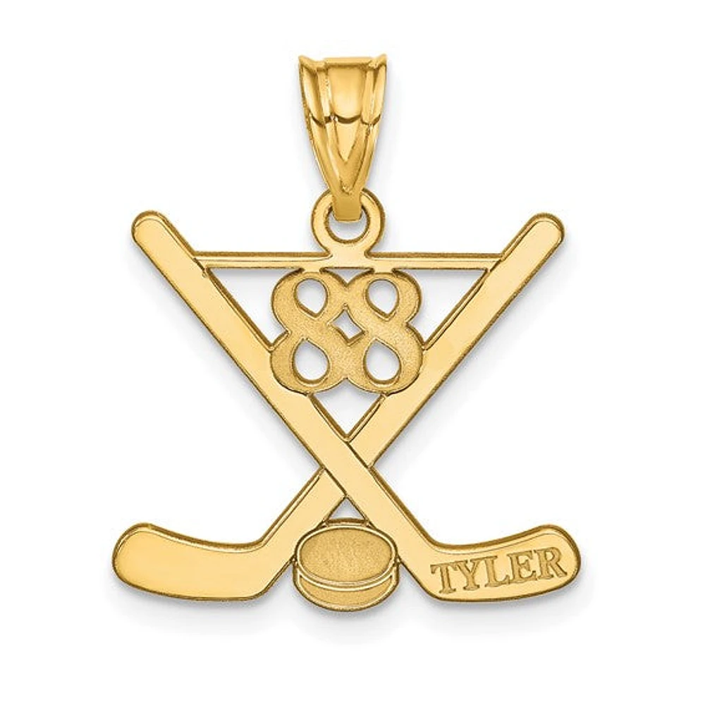 Laser Polished Name And Number Hockey Pendants - Sterling Silver