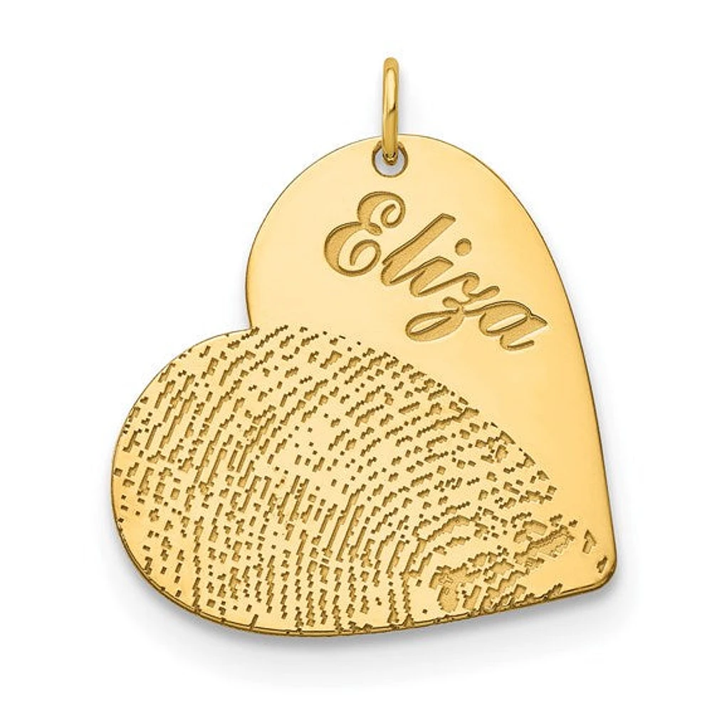 Name and Fingerprint Heart Charms - Sterling Silver