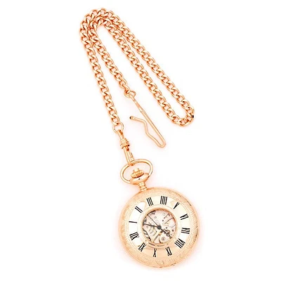 Charles Hubert Rose Gold Finish Brass Window Cover Pocket Watch
