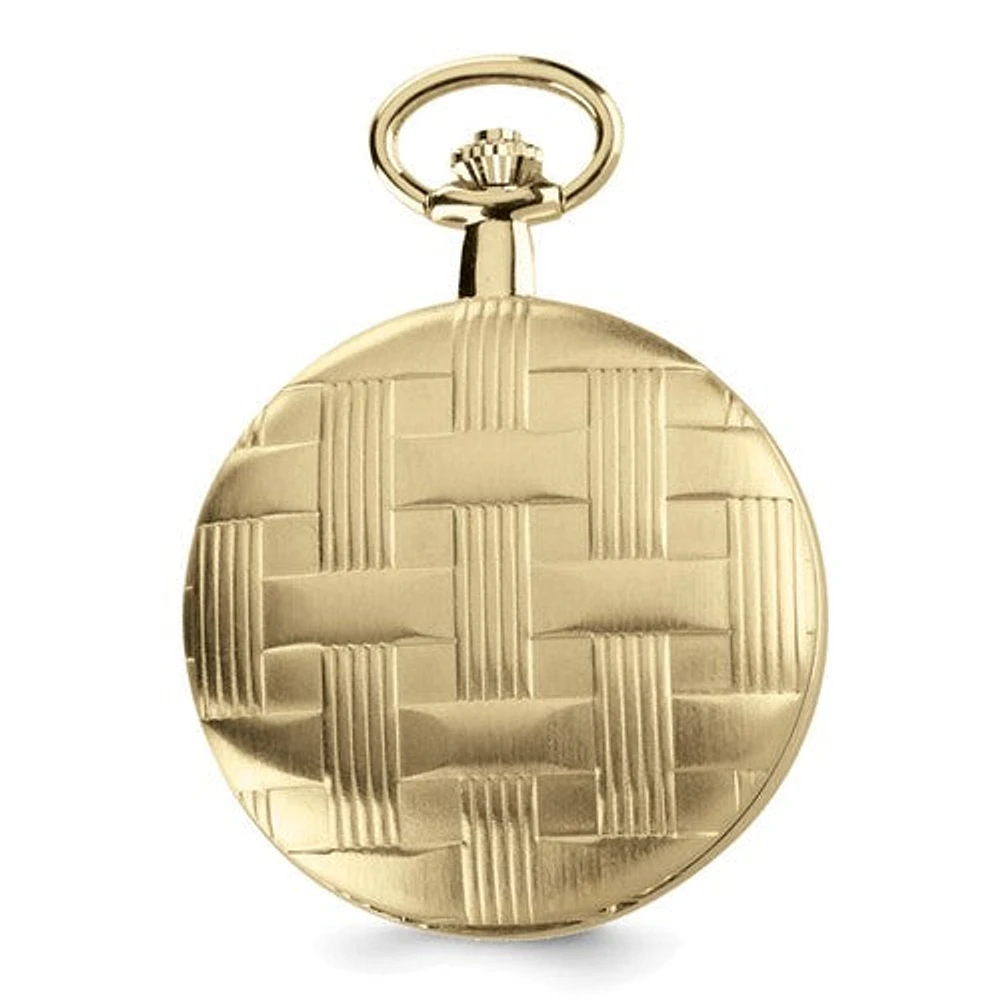 Charles Hubert Gold Finish Brass Basketweave Pocket Watch