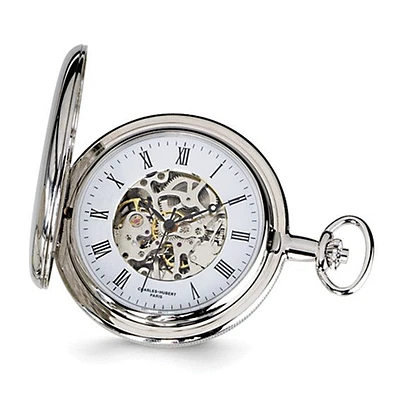 Charles Hubert Chrome-finish White Skeleton Dial Pocket Watch