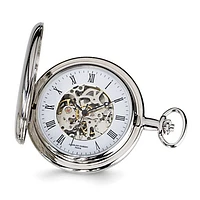 Charles Hubert Chrome-finish White Skeleton Dial Pocket Watch