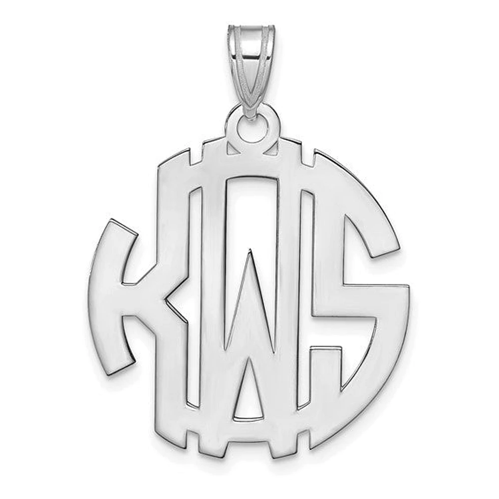 Block Letter Circle Cut-out Background Monogram Pendants - Sterling Silver