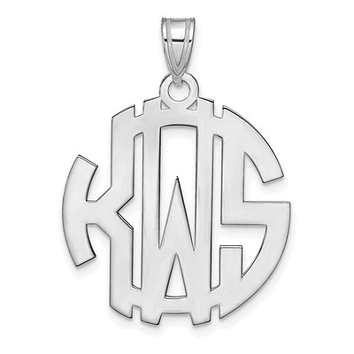 Block Letter Circle Cut-out Background Monogram Pendants - Sterling Silver