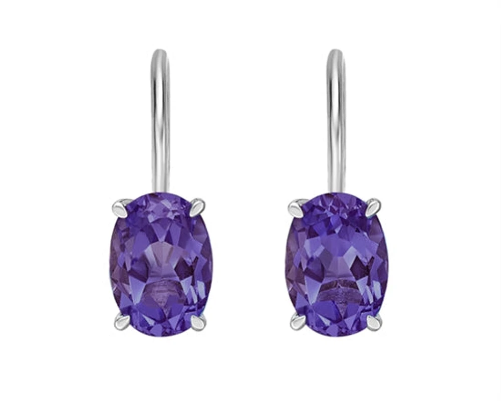 10K White Gold 1.95cttw Amethyst Drop Earrings with Lever Backs