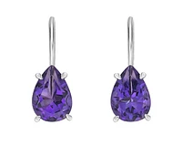 10K White Gold 1.30cttw Amethyst Drop Earrings with Lever Backs