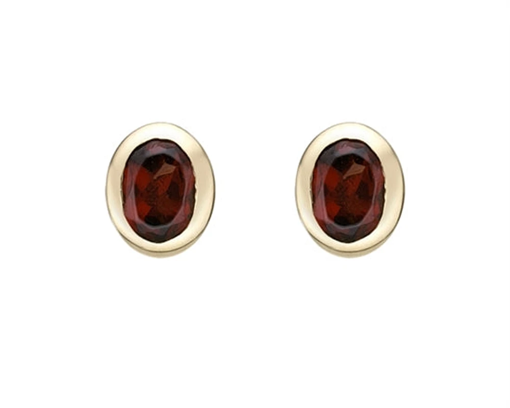 10K Yellow Gold 0.45cttw Oval Cut Garnet Earrings