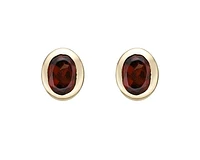 10K Yellow Gold 0.45cttw Oval Cut Garnet Earrings